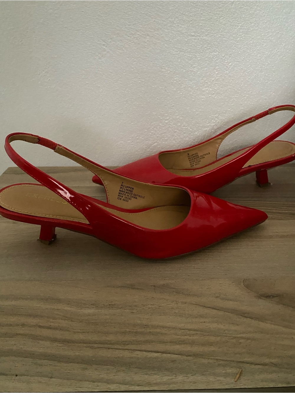 Express Red Patent Pointed-Toe Slingback Heels - Picture 3 of 6